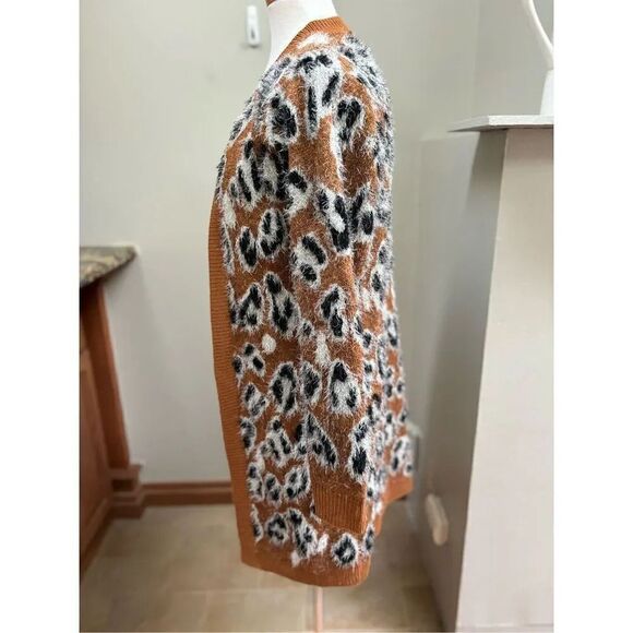 Buckle Daytrip S open front camel eyelash/fuzzy animal print cardigan - polyeste - Picture 5 of 8